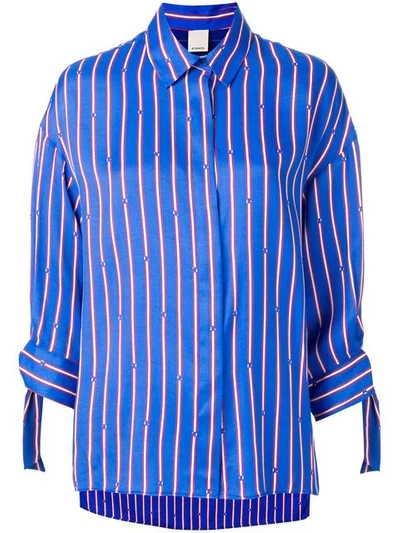 Pinko Striped Oversized Shirt In Blue