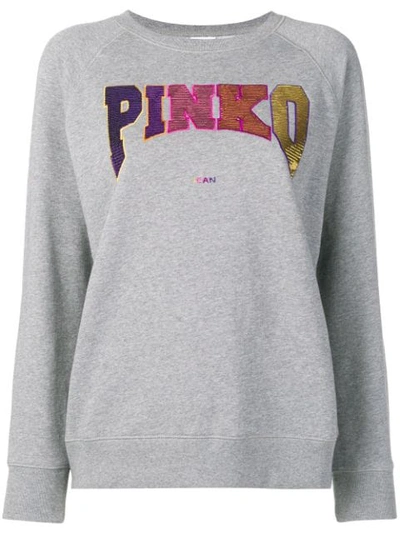 Pinko Logo Print Sweatshirt In Grey