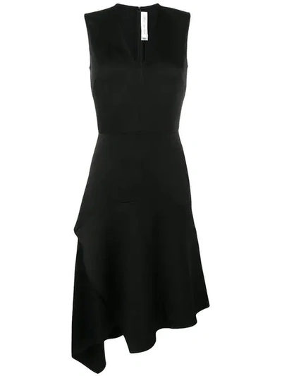 Victoria Beckham Draped V-neck Midi Dress In Black