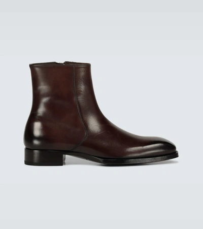 Tom Ford Robert Polished-leather Chelsea Boots In Brown