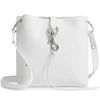 Rebecca Minkoff Small Megan Leather Crossbody Feed Bag - White In Optic White