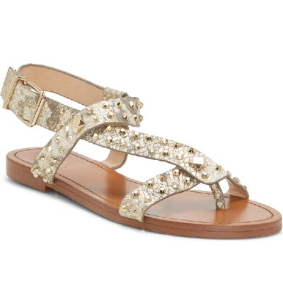 Vince Camuto Ravensa Studded Sandal In Taupe Shine Leather