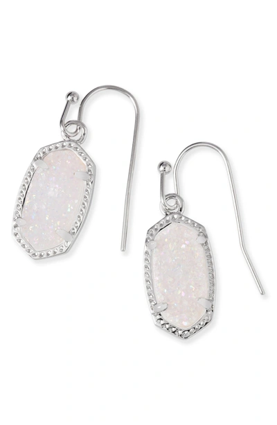 Kendra Scott Lee Small Drop Earrings In Iridescent Drusy/ Silver