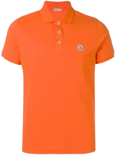 Moncler Logo Polo Top In Orange
