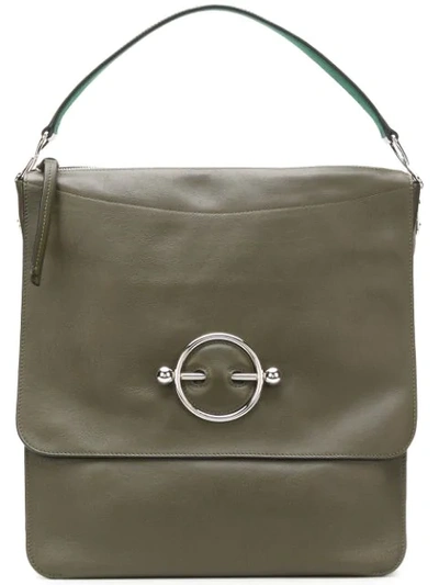 Jw Anderson Disc Leather Hobo Bag In Green