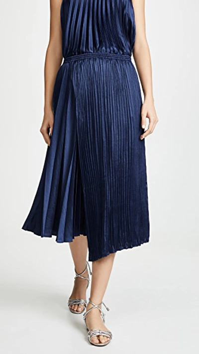 Vince Asymmetric Pleated Skirt In Hydra | ModeSens