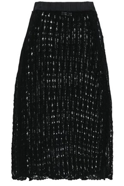 Jil Sander Woman Crocheted Cotton Midi Skirt Black