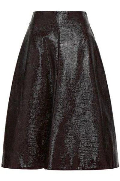 Jil Sander Coated Cotton Midi Skirt In Chocolate