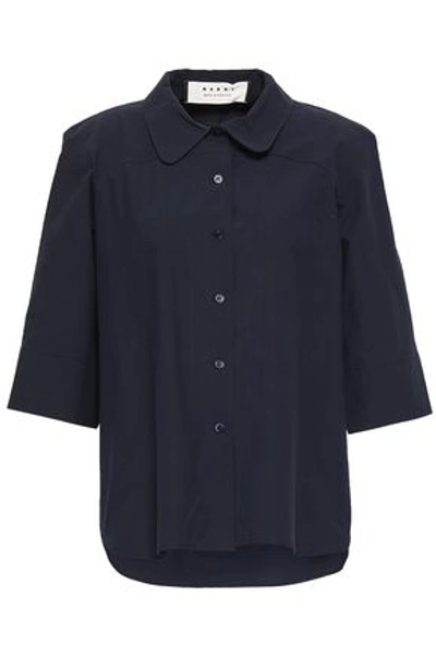 Marni Woman Cotton-poplin Shirt Midnight Blue