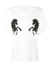 Chloé White Milk Cotton Horses Print T-shirt In Basic
