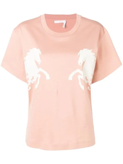 Chloé Horses Pink Cotton T-shirt