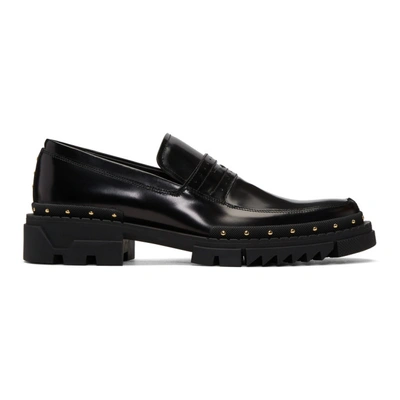 Versace Black Studded Loafers In D41oh Black