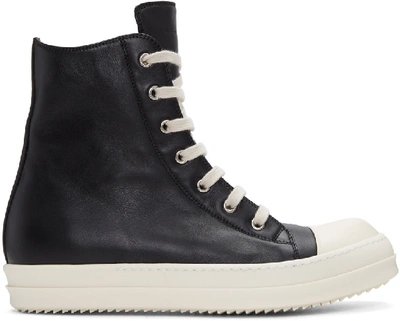 Rick Owens Black & Off-white Geobasket High-top Sneakers