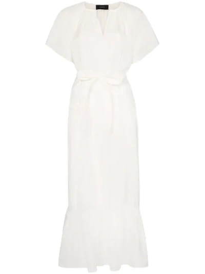 Joseph Eva Tie-waist Ruffled Silk Dress In White