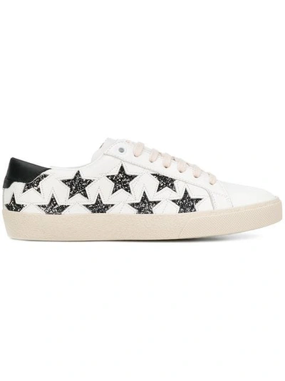 Saint Laurent Court Classic Cutout Star Leather Trainers In White