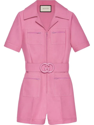 Gucci Short Belted Playsuit In Pink