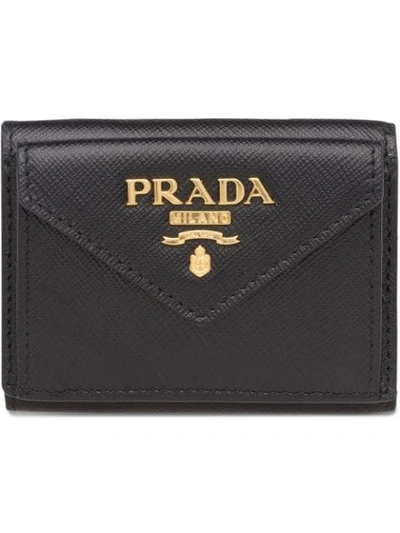 Prada Logo-plaque Envelope Wallet In Black