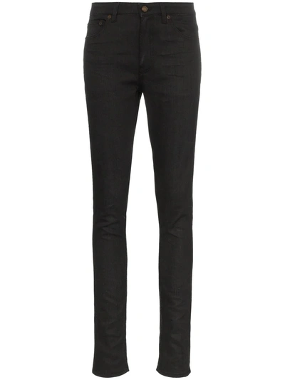 Saint Laurent Mid-rise Slim-fit Jeans - Black In Black