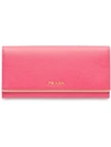 Prada Wide Wallet In Pink