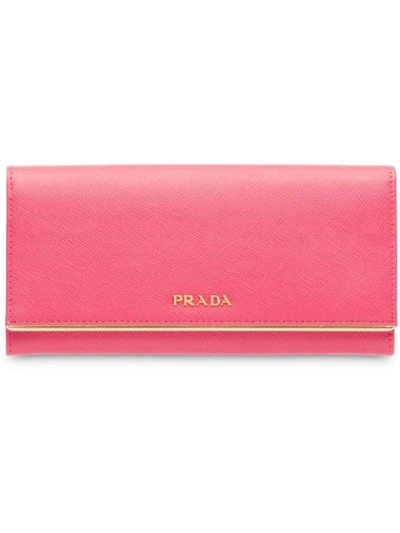 Prada Wide Wallet In Pink