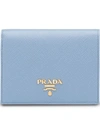 Prada Small Saffiano Wallet In Blue