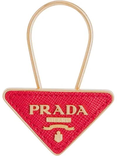 Prada Logo Keyring In Rot