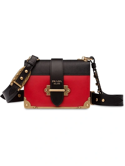 Prada Cahier Leather Bag In Red
