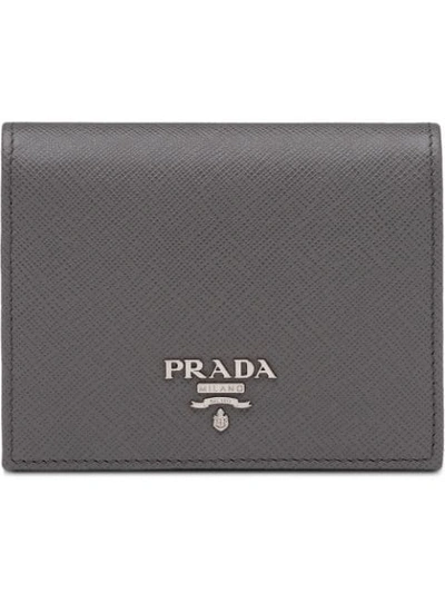 Prada Portemonnaie Aus Saffianoleder In Grey