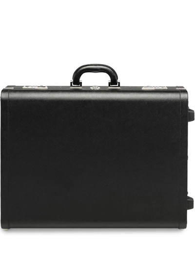 Prada Two Wheels Trolley Suitcase In Black