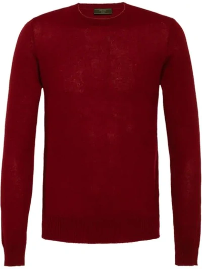 Prada Long-sleeve Fitted Sweater In Red