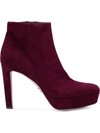 Prada Suede Platform Booties In Rot