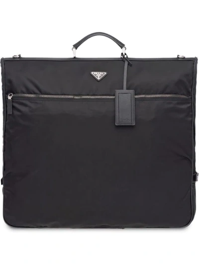 Prada Saffiano Leather And Nylon Garment Bag In Black