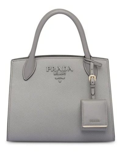 Prada Monochrome Saffiano Leather Bag In Grey