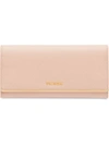 Prada Logo Plaque Wallet In Neutrals