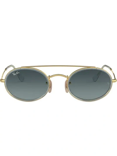 Ray Ban Oval Double Bridge Sunglasses In Metallic