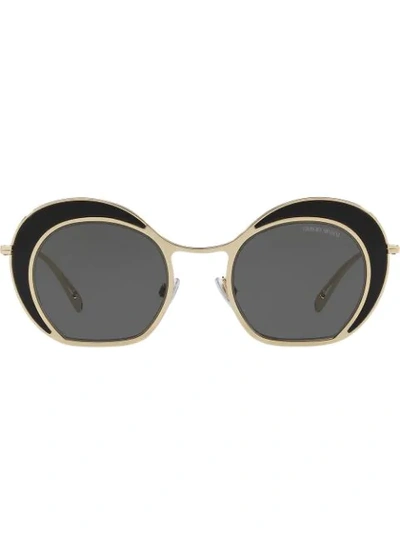Giorgio Armani Oversized Round Frame Sunglasses In Grey-black