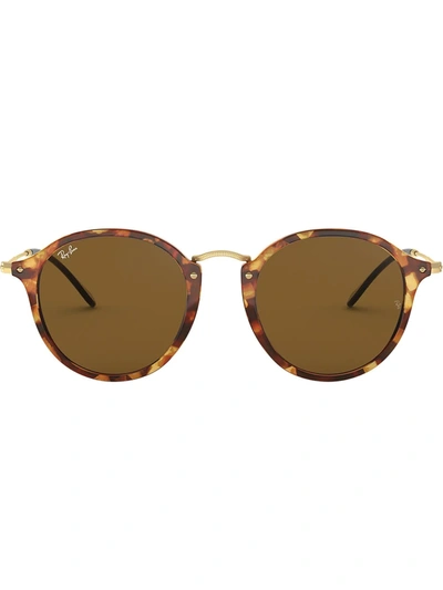 Ray Ban Round Fleck Sunglasses In Brown