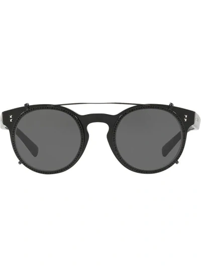 Valentino Garavani Round Frame Sunglasses In Schwarz