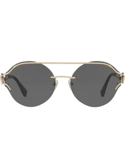 Versace V-powerful Round Sunglasses In Gold
