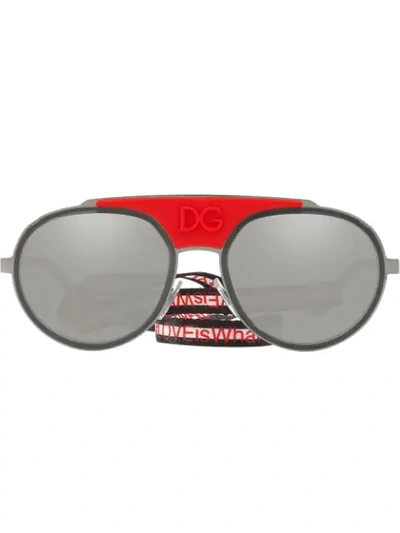 Dolce & Gabbana Men's Round Logo-stamp Sunglasses With Web Retainer In Metallic