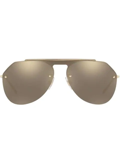 Dolce & Gabbana Mirrored Aviator Sunglasses In Gold