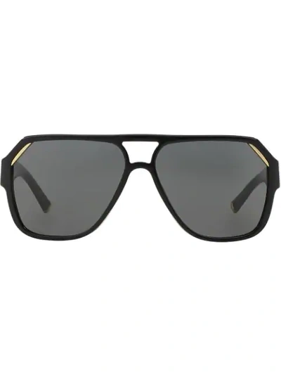 Dolce & Gabbana Tinted Aviator Sunglasses In 501/87 Shiny Black
