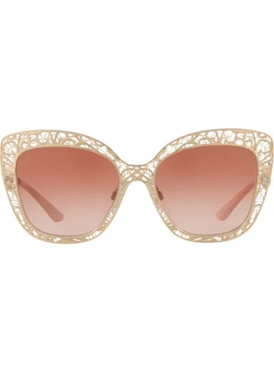 Dolce & Gabbana Cutwork Cat Eye Sunglasses In Gold