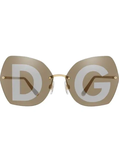 Dolce & Gabbana Oversized-brille Mit Logo In Gold