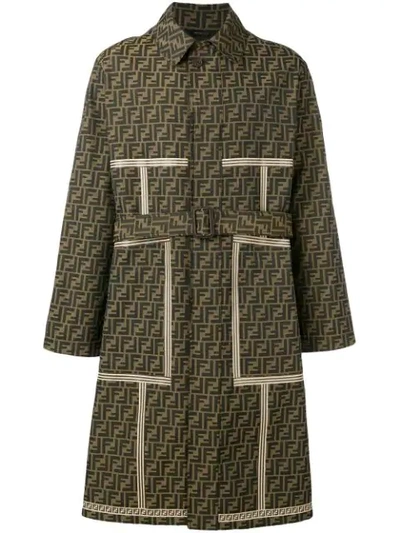 Fendi Trenchcoat Mit Ff-muster In Braun