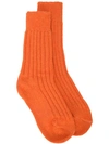 The Elder Statesman Ribbed Socks In Orange