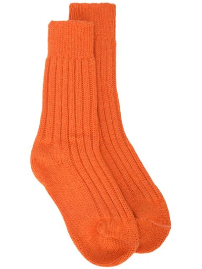 The Elder Statesman Ribbed Socks In Orange
