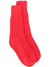 The Elder Statesman Ribbed Socks In Red