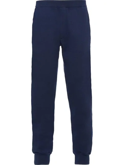 Prada Wool And Cashmere Jogging Trousers In Blau