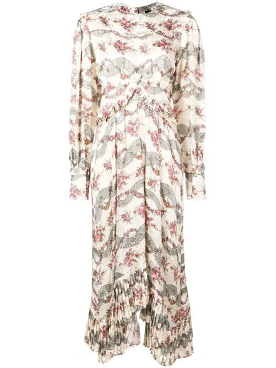 Isabel Marant Floral Print Long Dress In Nude